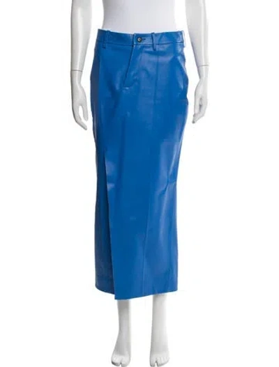 Pre-owned Marni Calf Leather Long Skirt In Blue