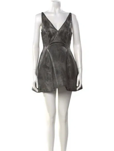 Pre-owned Marni Calf Leather Mini Dress W/ Tags In Gray
