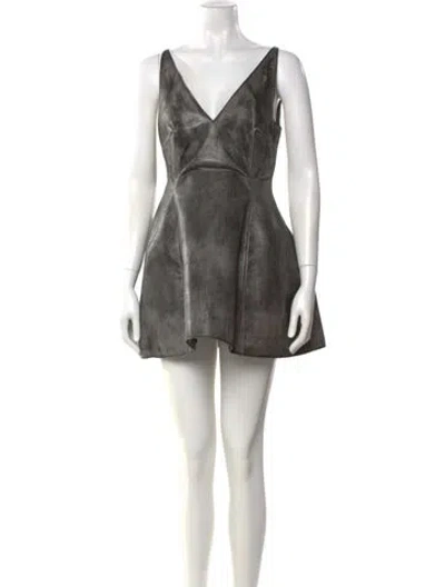 Pre-owned Marni Calf Leather Mini Dress W/ Tags In Gray