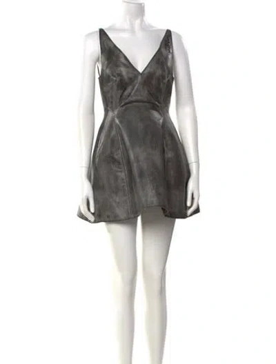 Pre-owned Marni Calf Leather Mini Dress W/ Tags In Gray