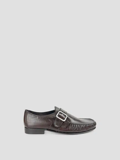 Marni Calf Leather Moccasin Shoe In Dark Chocolate