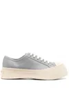 Marni Calf Leather Sneakers With Rounded Toe In Gray