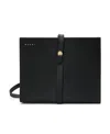 Marni Calf Leather Strapped Clutch Bag In Black