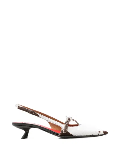 Marni Slingback Calf Hair Pointed Toe Sandals In Brown