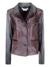 Marni Calfskin Long Sleeve Jacket Pockets In Burgundy