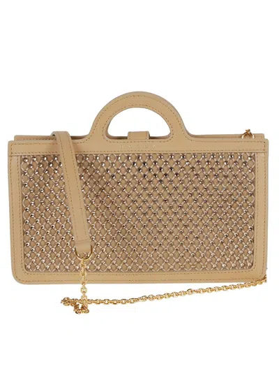 Marni Calfskin Long Wallet With Rhinestone Mesh In Brown