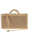 Marni Calfskin Long Wallet With Rhinestone Mesh In Brown