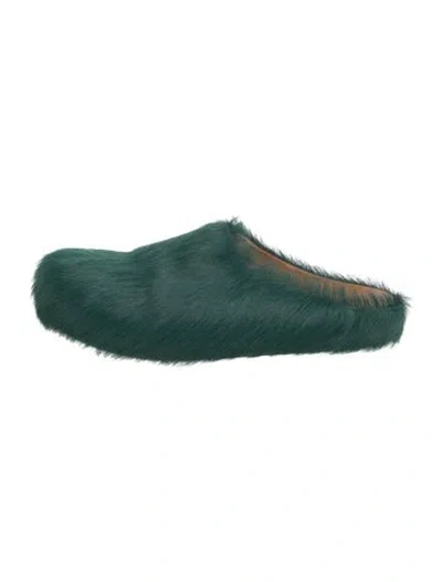 Pre-owned Marni Calfskin Mules In Green