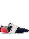 Marni Logo-embroidered Suede-trimmed Leather Sneakers In Blue
