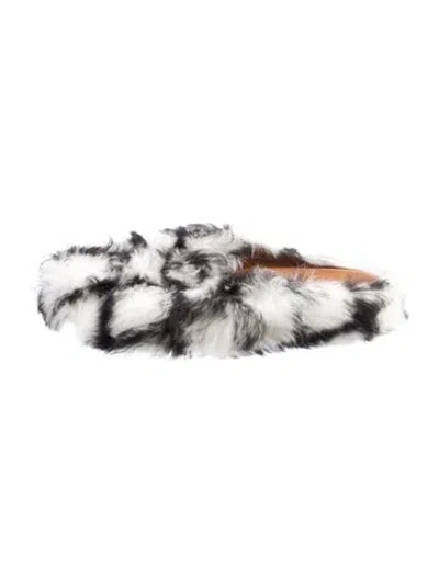 Pre-owned Marni Calfskin Plaid Print Mules In Silver