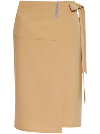 MARNI MARNI CAMEL MIDI SKIRT WITH BOW ON THE SIDE