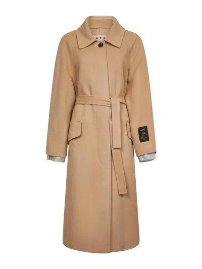 Marni Camel Virgin Wool And Cashmere Single-breasted Coat In Neutral