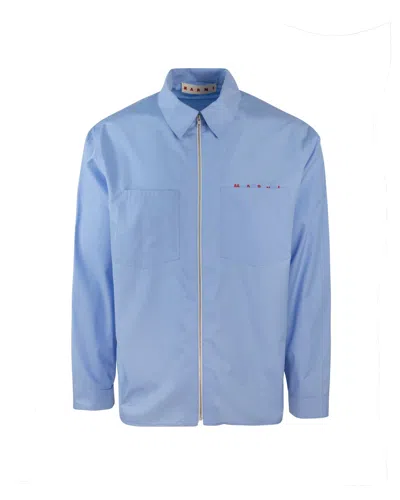 Marni Blue Hidden Logo Shirt
