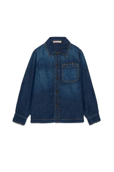 Marni Camicia In Denim Leggero Blu Scuro In Blue