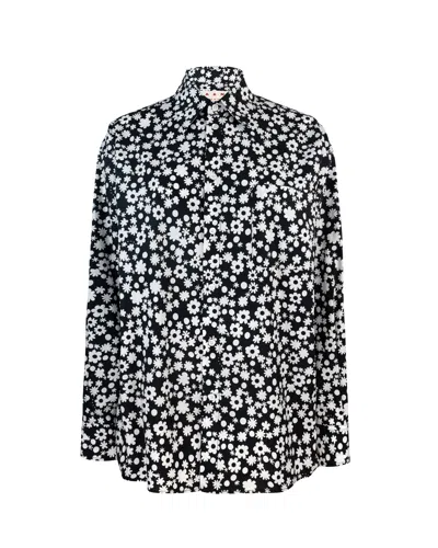 Marni Camicia In Seta Con Stampa Dillies Bianca E Nera In Black