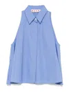 Marni Flared Cotton Blouse In Blue