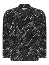 Marni Flocked Denim Oversized Shirt With Crayon Print In Black