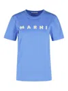 Marni Crew Neck Cotton T-shirt In Blue