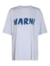 Marni T-shirt Aus Baumwoll-jersey Mit Print In Blue