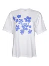 Marni Boxy T-shirt In Cotton With Flower Print In Blanco