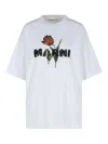 Marni White Cotton T-shirt With Tulip Print Women