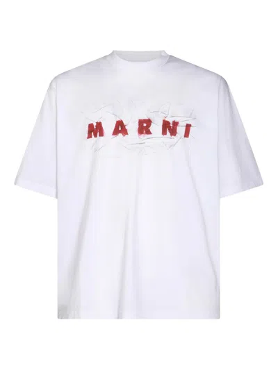 Marni Logo Cotton Oversized T-shirt In White