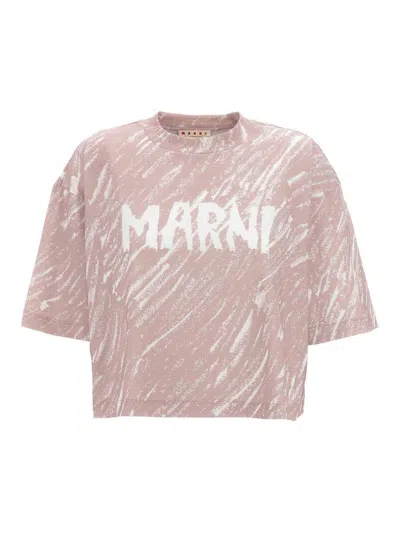 MARNI LOGO PRINT CROPPED T-SHIRT