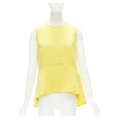 Pre-owned Marni Canary Yellow Darted High Low Peplum Sleeveless Top It42 M