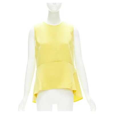 Pre-owned Marni Canary Yellow Darted High Low Peplum Sleeveless Top It42 M