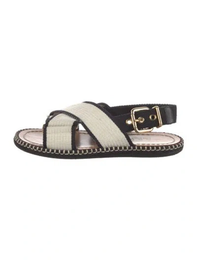 Pre-owned Marni Canvas Colorblock Pattern Slingback Sandals In Black
