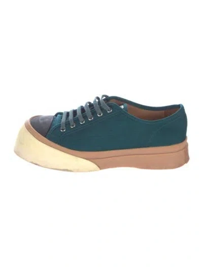 Pre-owned Marni Canvas Colorblock Pattern Sneakers In Blue