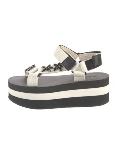 Pre-owned Marni Canvas Crystal Embellishments Sandals In Neutral