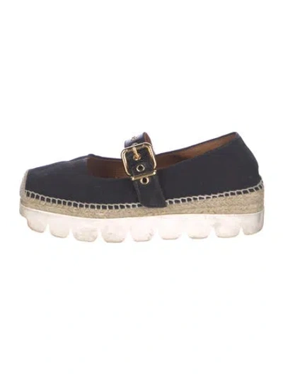 Pre-owned Marni Canvas Grosgrain Trim Espadrilles In Black