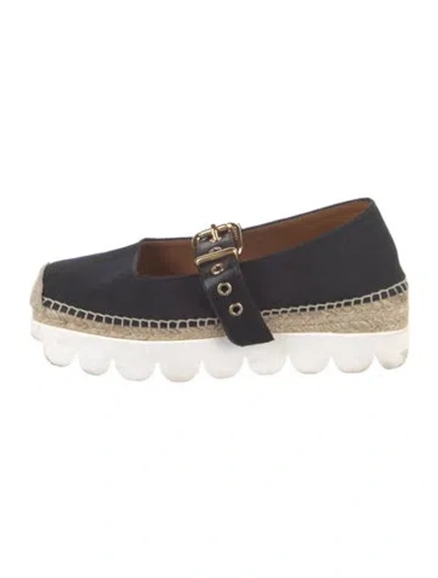 Pre-owned Marni Canvas Grosgrain Trim Espadrilles In Black