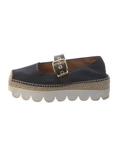 Pre-owned Marni Canvas Grosgrain Trim Espadrilles In Blue/neutrals