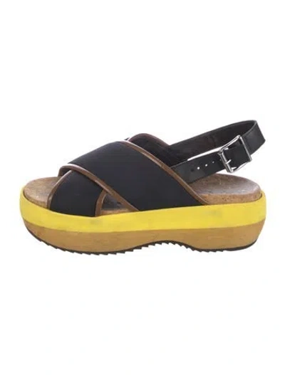 Pre-owned Marni Canvas Printed Slingback Sandals In Yellow