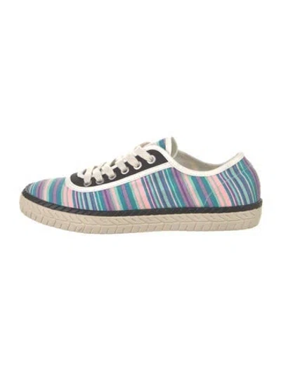 Pre-owned Marni Canvas Printed Sneakers In Blue