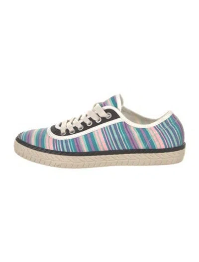 Pre-owned Marni Canvas Printed Sneakers In Blue