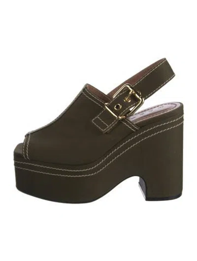 Pre-owned Marni Canvas Slingback Pumps In Green