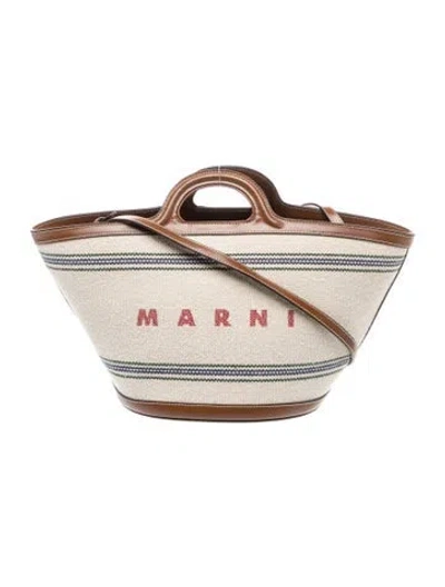 Pre-owned Marni Canvas Top Handle Bag In Neutral