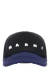 Marni Multicolor Stretch Nylon Baseball Cap In Black