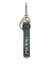Marni Carabiner Hook Leather Keyring In Green