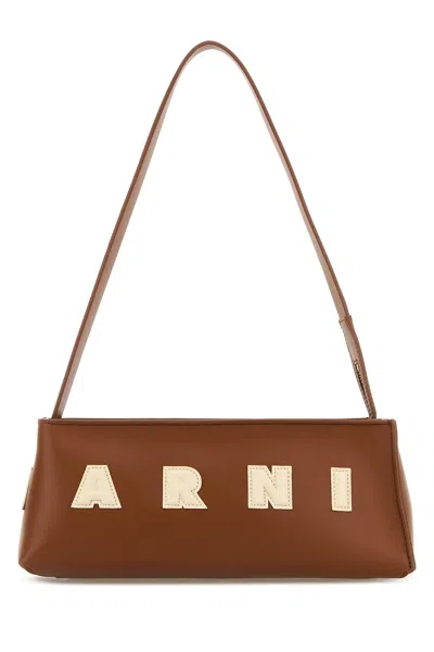 Marni Caramel Leather Shoulder Bag In Brown