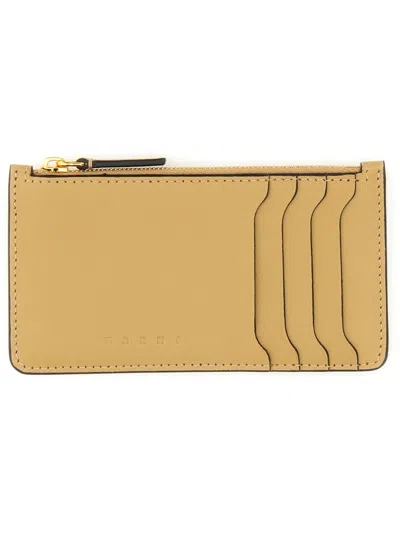 Marni Card Holder With Logo In Brown