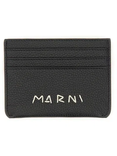 Marni Card Holder With Logo Mending In Black