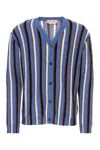 Marni Cotton Cable Striped Crochet Opal Cardigan Sweater Blue