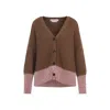 Marni Two Tone V Neck Cardigan In Brown