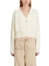 Marni Destroyed-effect Cropped Cardigan In White