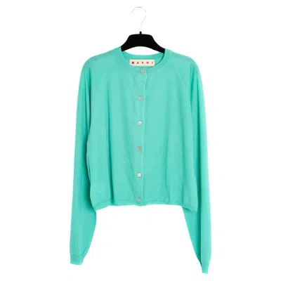 Pre-owned Marni Cardigan Fin Cachemire Fr40 Thin Cashmere Lagoon Green Cardigan Uk12 Us10