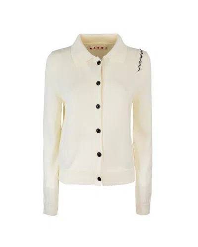 MARNI CREAM COTTON CARDIGAN